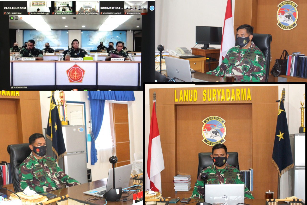 Danlanud Suryadarma Mengikuti Rakor Operasi PPKM dan Vaksinasi yang dipimpin Panglima TNI Melalui Vicon