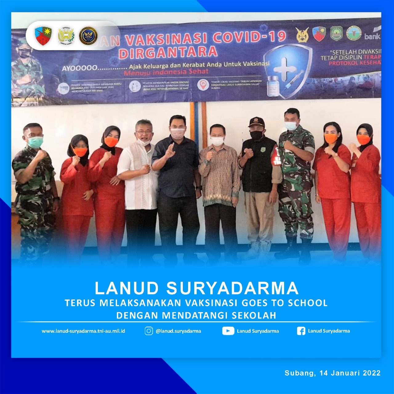 Lanud Suryadarma Terus Melaksanakan Vaksinasi Goes To School Dengan Mendatangi Sekolah