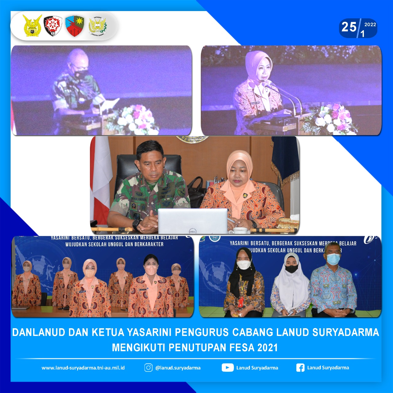 Danlanud dan Ketua Yasarini Lanud Suryadarma Mengikuti Penutupan FESA 2021