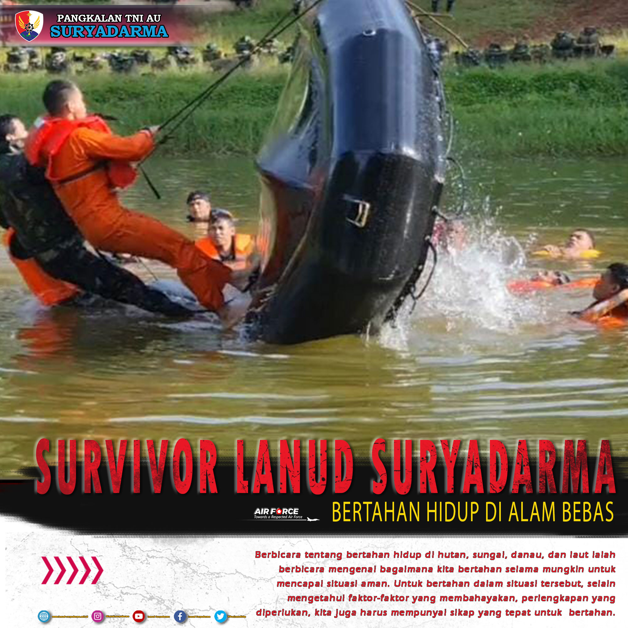 Survivor Lanud Suryadarma Bertahan Hidup di Alam Bebas