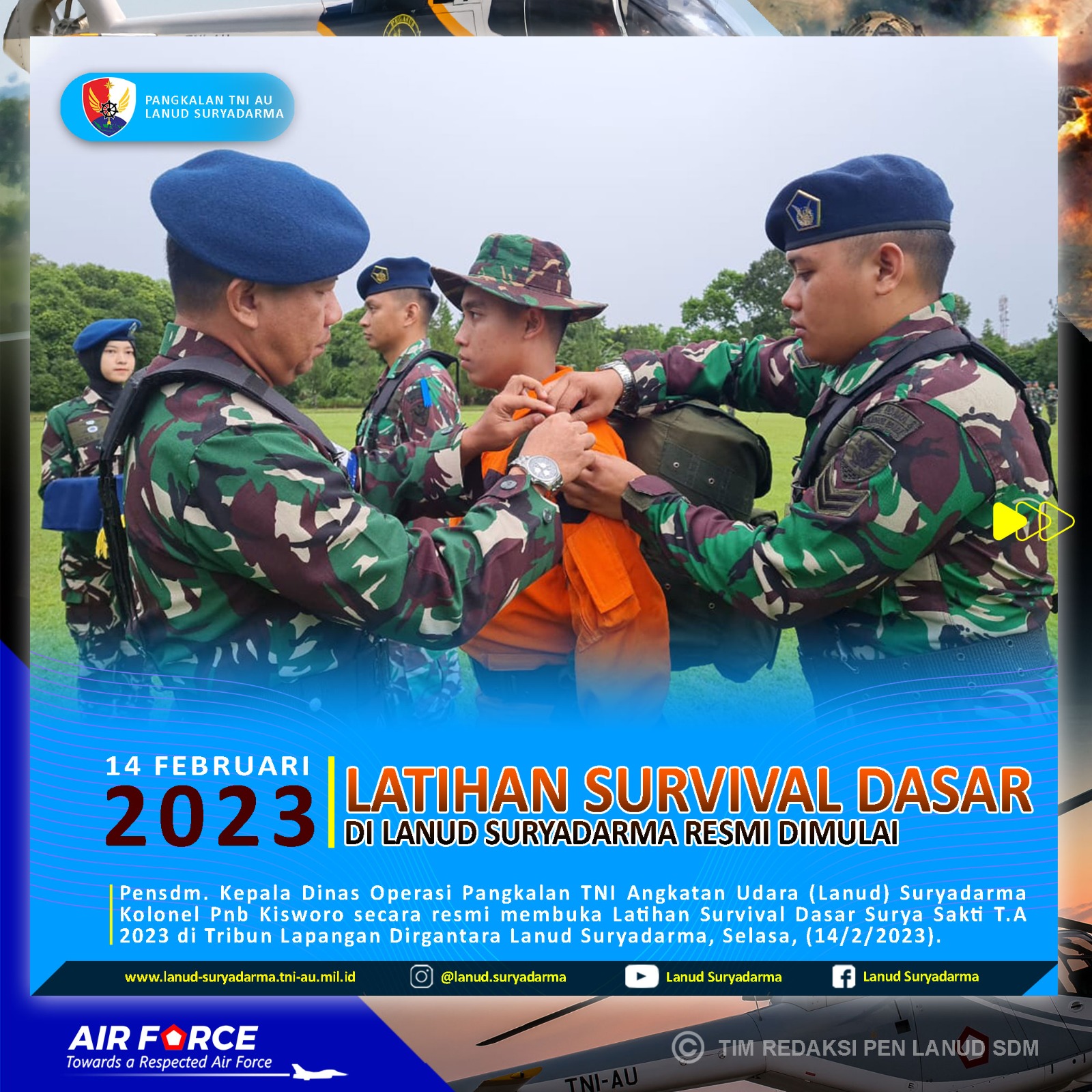 Latihan Survival Dasar di Lanud Suryadarma Resmi Dimulai