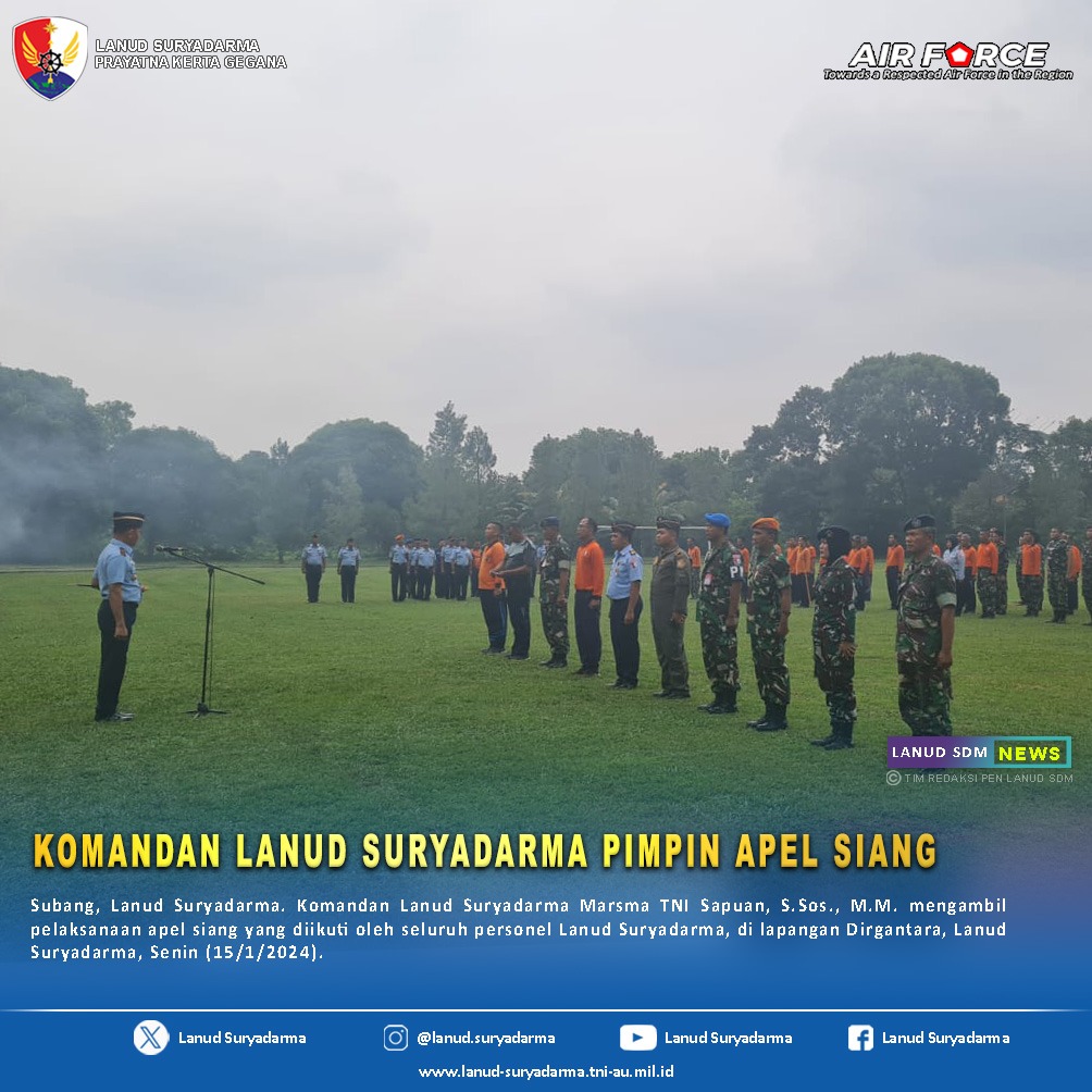 Komandan Lanud Suryadarma Pimpin Apel Siang Lanud Suryadarma