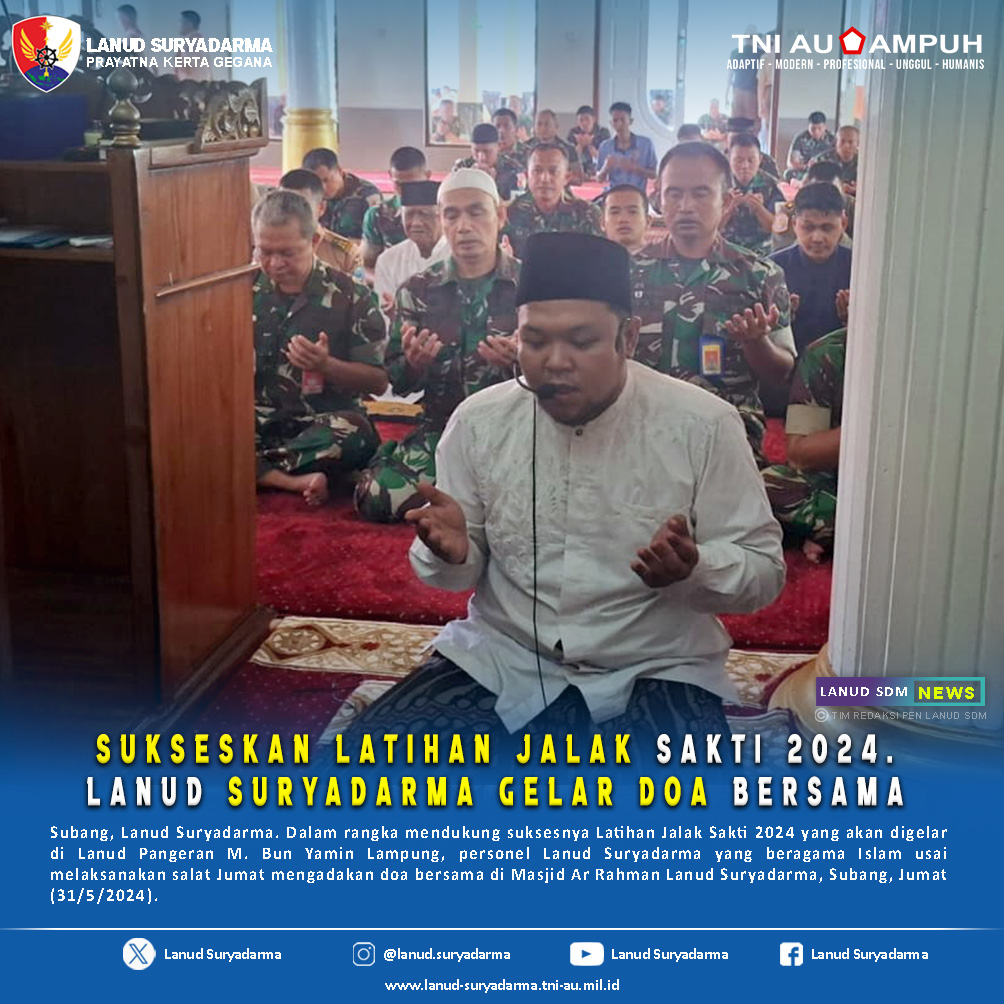 Sukseskan Latihan Jalak Sakti 2024, Lanud Suryadarma Gelar Doa Bersama