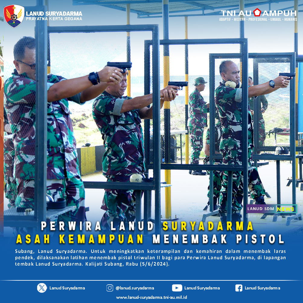 Perwira Lanud Suryadarma Asah Kemampuan Menembak Pistol