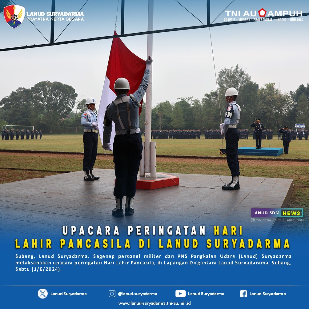 Upacara Peringatan Hari Lahir Pancasila di Lanud Suryadarma