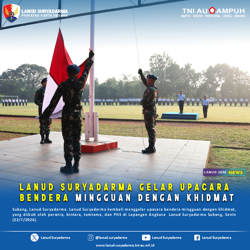 Lanud Suryadarma Gelar Upacara Bendera Mingguan dengan Khidmat