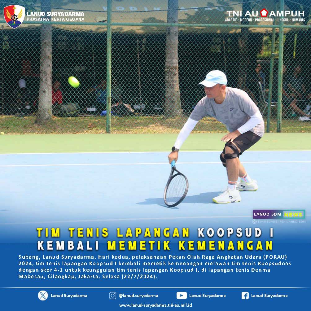 Tim Tenis Lapangan Koopsud I kembali memetik Kemenangan