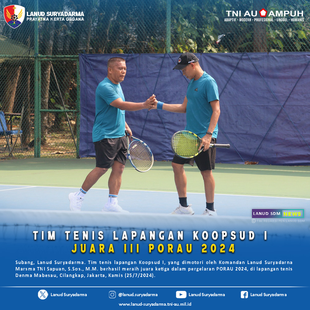 Tim Tenis Lapangan Koopsud I Juara III PORAU 2024