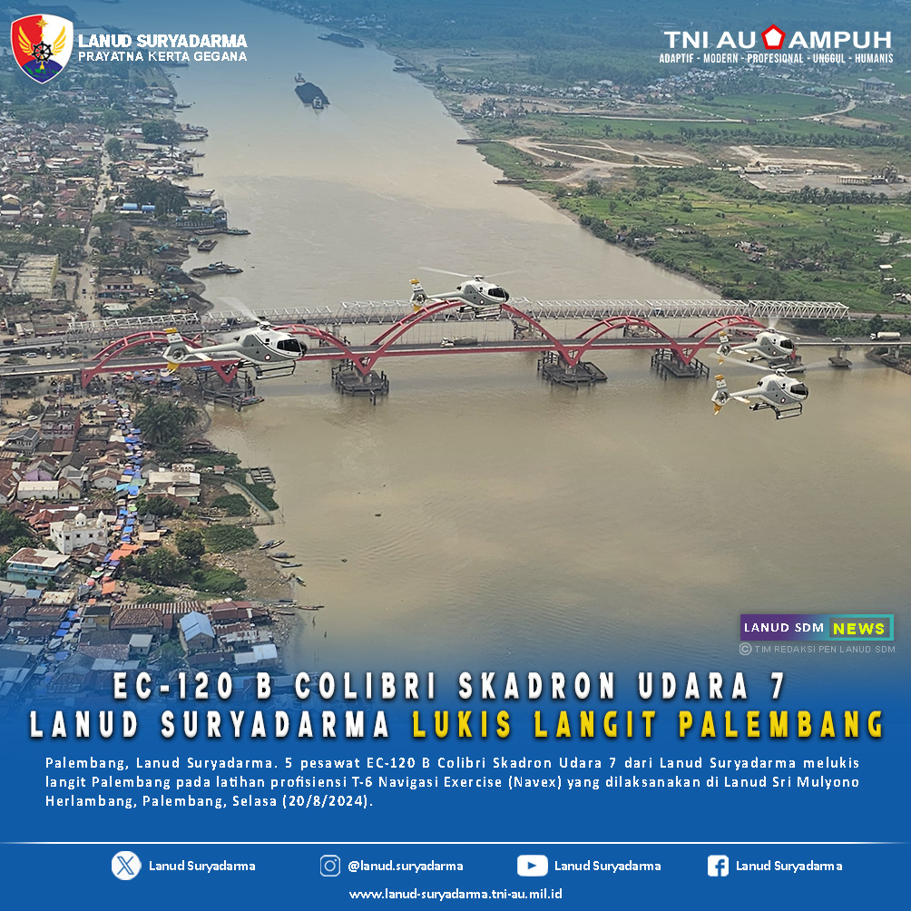 EC-120 B Colibri Skadron Udara 7 Lanud Suryadarma Lukis Langit Palembang