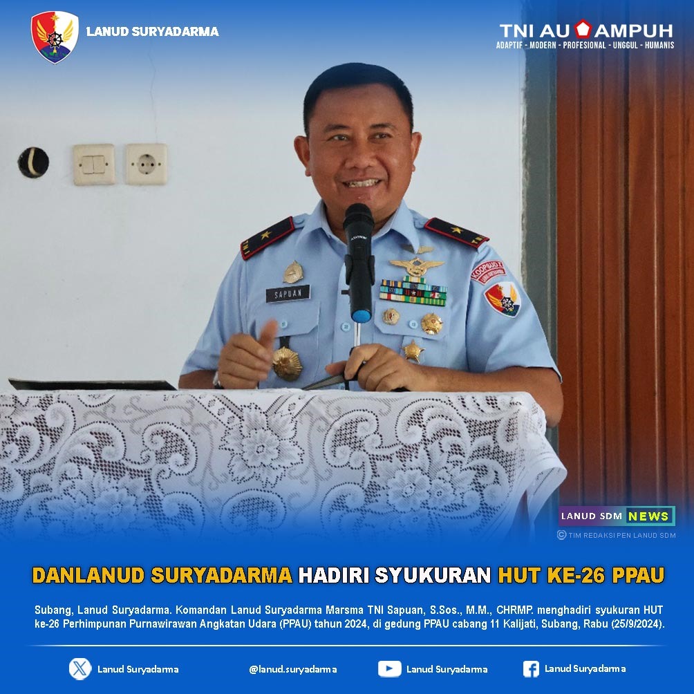 Danlanud Suryadarma Hadiri Syukuran HUT ke-26 PPAU