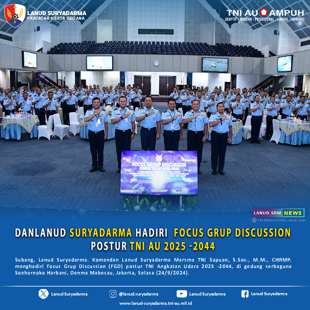 Danlanud Suryadarma Hadiri Focus Grup Discussion Postur TNI AU 2025 -2044