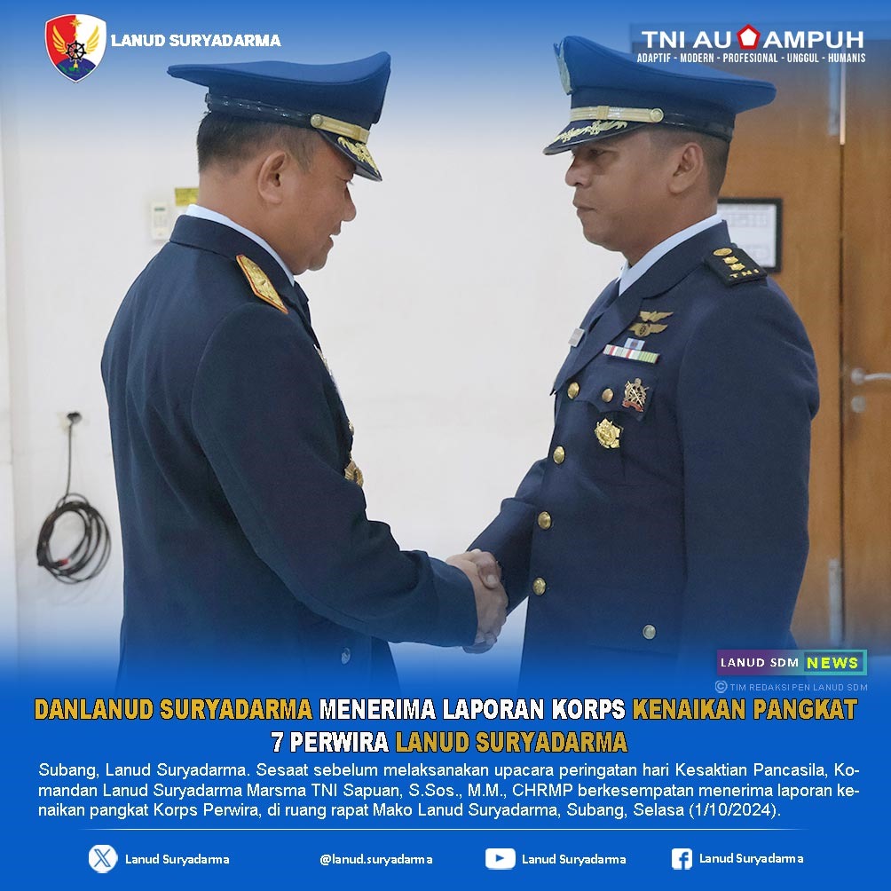 Danlanud Suryadarma Menerima Laporan Korps Kenaikan Pangkat 7 Perwira Lanud Suryadarma