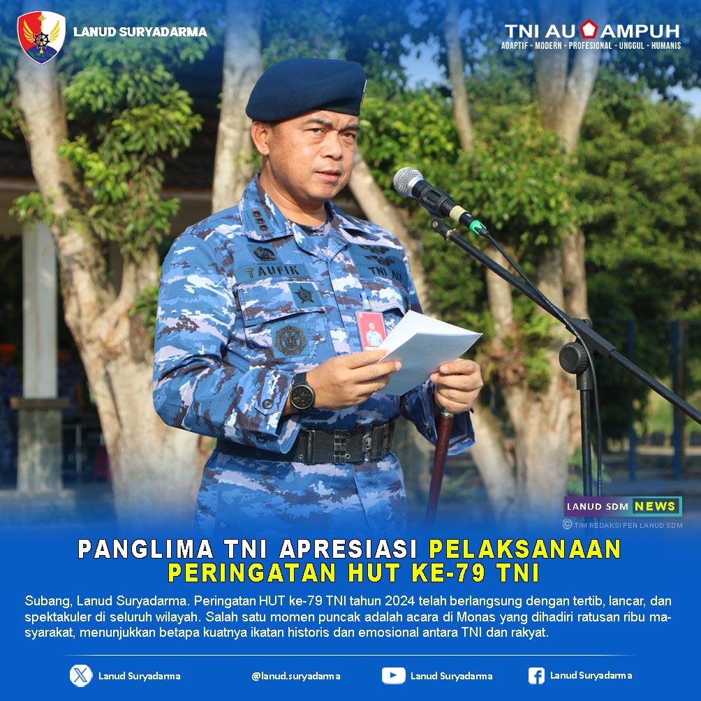 Panglima TNI Apresiasi Pelaksanaan Peringatan HUT ke-79 TNI