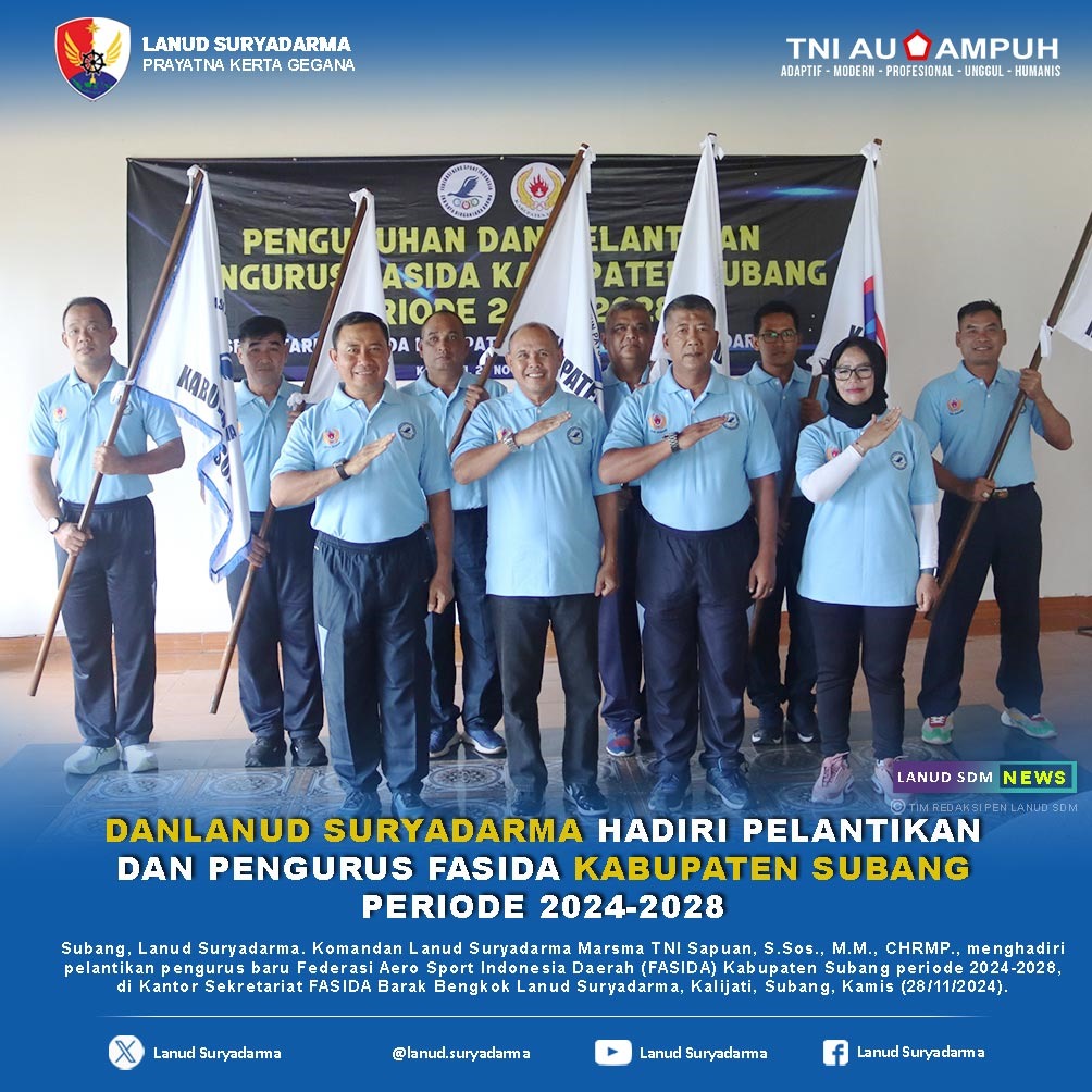 Danlanud Suryadarma Hadiri Pelantikan dan Pengurus FASIDA Kabupaten Subang Periode 2024-2028