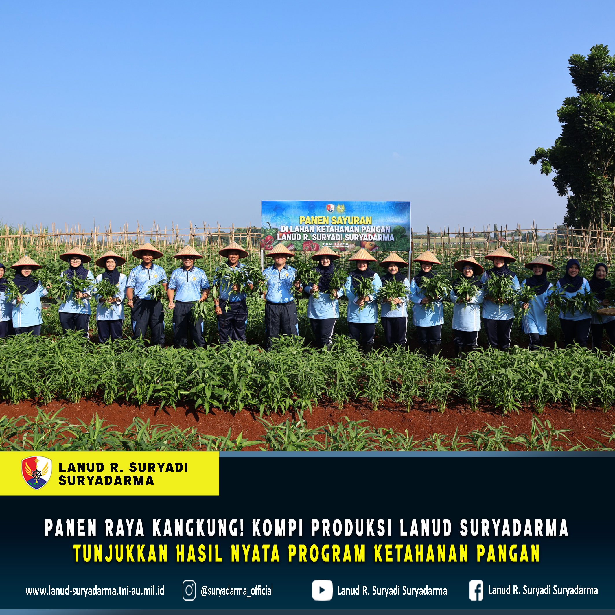Panen Raya Kangkung! Kompi Produksi Lanud Suryadarma Tunjukkan Hasil Nyata Program Ketahanan Pangan
