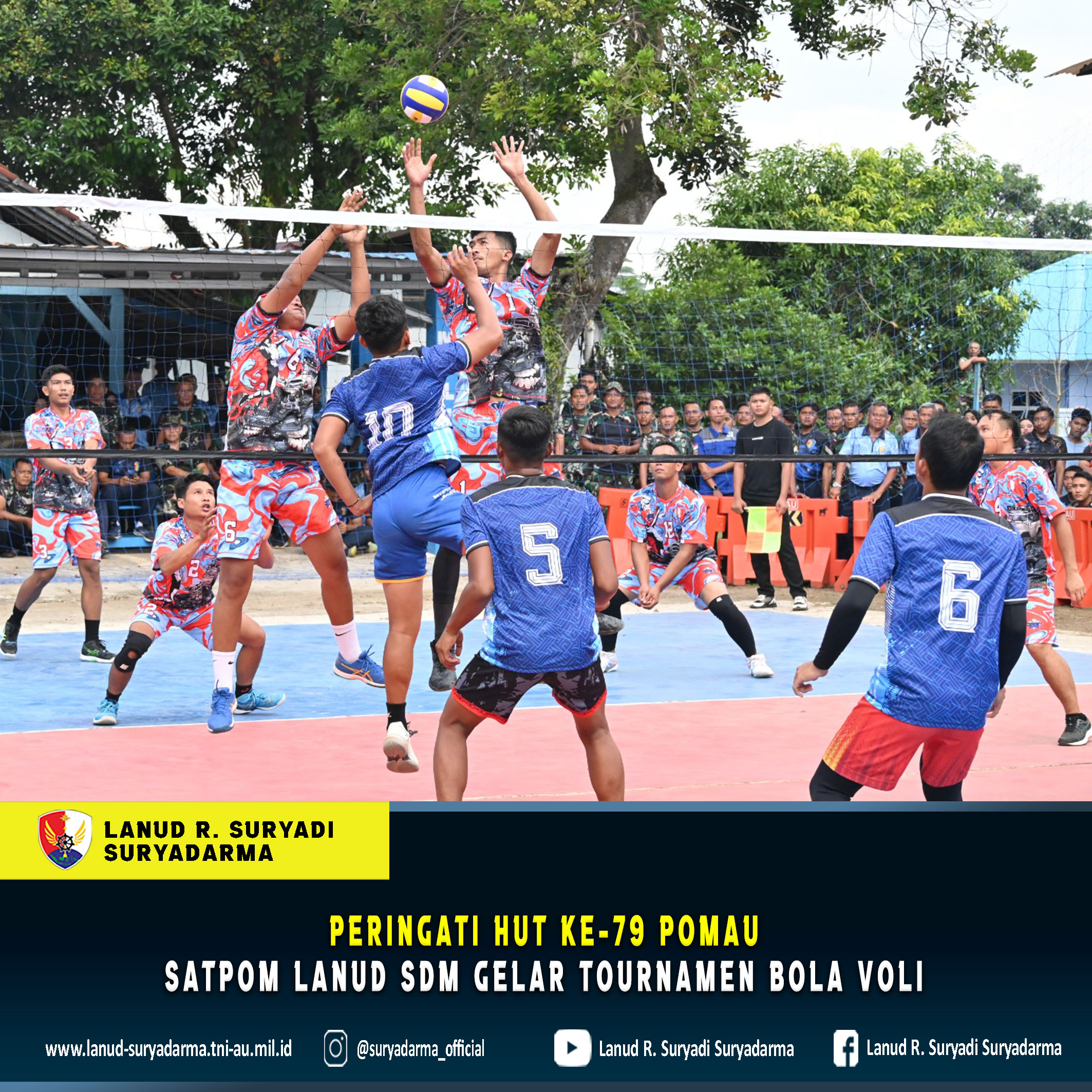 Peringati HUT ke-79 Pomau, Satpom Lanud Sdm Gelar Tournamen Bola Voli